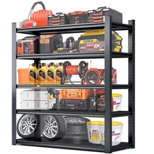 5-Tier Heavy Duty Steel Freestanding Adjustable Storage Rack in Black (47.2 In.