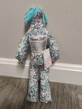 Dammit Doll 12” Plush Stress Reliever Teal Blue Floral Print Blue Hair w/Tag