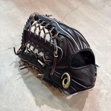 Asics Hardball Outfield Glove Leather Handcrafted Black/White New