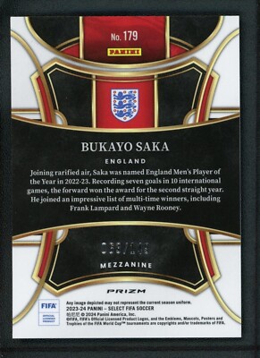 2023-24 BUKAYO SAKA 063/149 PANINI SELECT FIFA MEZZANINE WAVE RED
