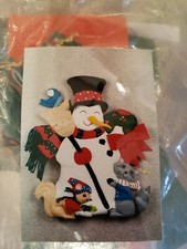 Titan Needlecraft 12" felt Centerpiece kit Snowman squarl raccoon opened