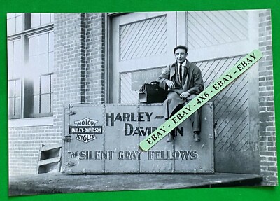 Found 4X6 Photo of Old Harley Davidson Motorcycle Sign The Silent Gray Fellows 