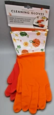 EVRIHOLDER~One Size~2 Pair Orange & Red Sophisti-Clean Latex Cleaning Gloves