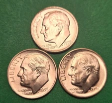 1953 PDS (3 coins) Roosevelt Dimes from original BU rolls - 35 Sold