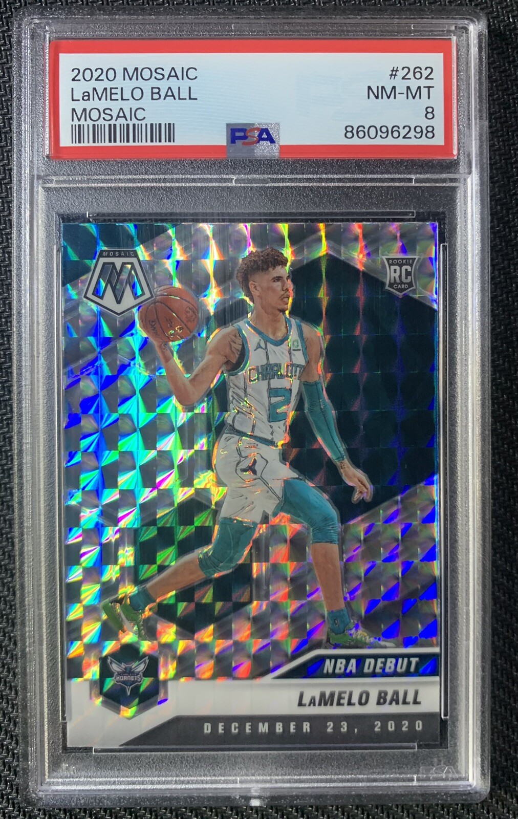 Lamelo Ball RC PSA 8 2020-21 Panini Mosaic Silver Prizm Hornets #262 Rookie