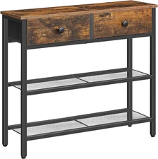 29.5" Narrow Console Table with 2 Fabric Drawers, Small Entryway Table with 3-Ti