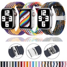 For Apple Watch 8-7 1-SE 40/49mm Adjustable Braided Brown Red Loop Band Strap