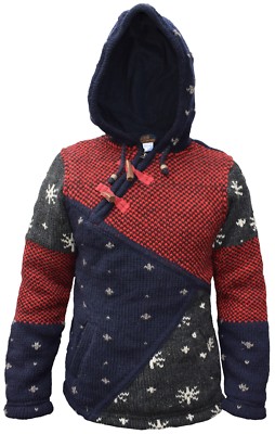 Hombre Lana Multicolor Patchwork Copo Forro Polar Festival