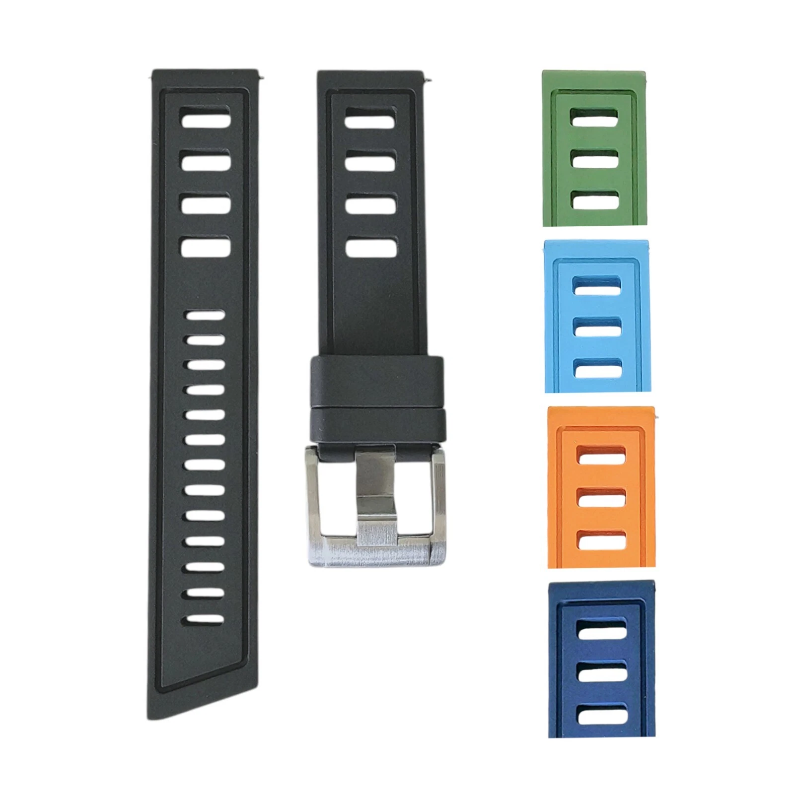 Premium Thick FKM Rubber Divers Watch Strap Band ISO Quick Release 20mm 22mm UK