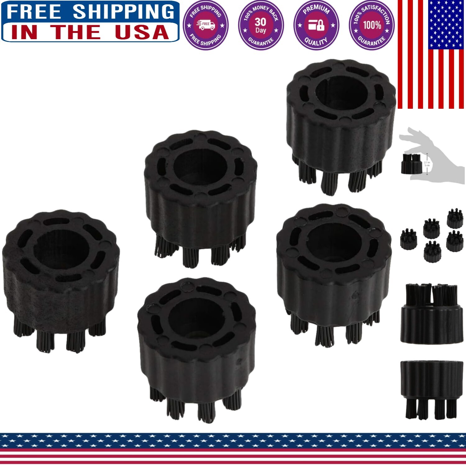 Compact Nylon Utility Brush Set - 5 Brushes for Effective Home Cleaning