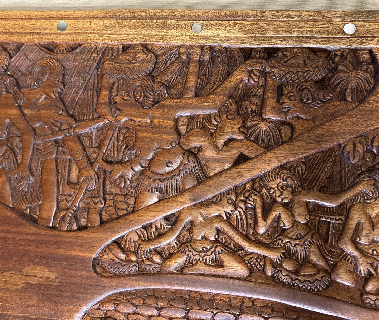Large Palauan Storyboard Hand Carved by Zaharias Omengebar Master Carver Korvar