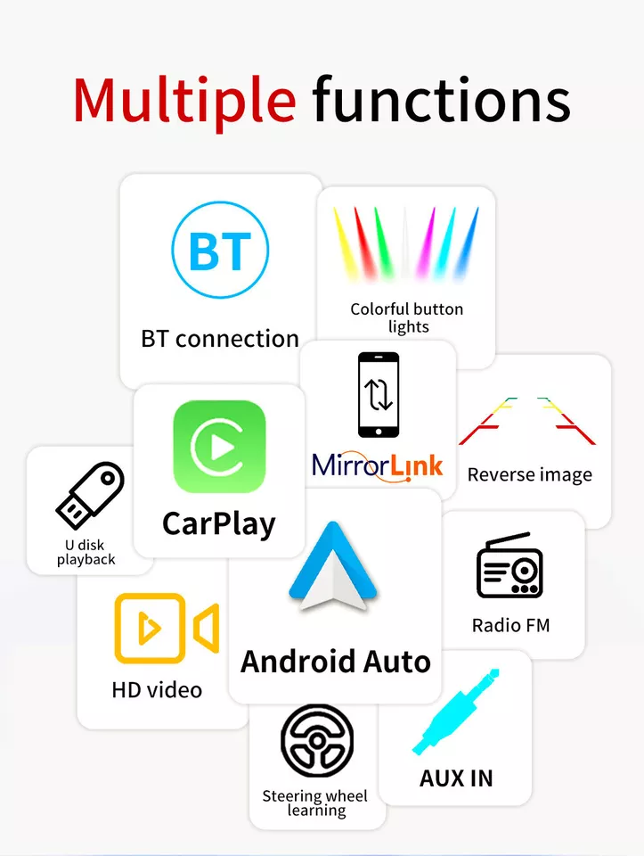Pantalla Táctil Coche Radio Estéreo Para Carplay Android Auto Bluetooth FM AUX con Cámara Foto 3 de 4