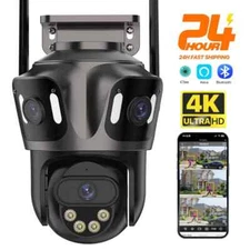 Home IP Camera Outdoor 4K Dual Lens PTZ Camera Ai Human Detection Waterproof