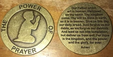 1x Metal PRAYER POWER COIN Challenge Token Christian Lord Bible CHRIST Pray Amen