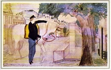 Man and White Horse Victoria Era-Merrimack Publishing Corp. NY Vtg Postcard M24