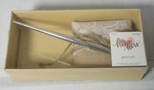 Studio His & Hers Guest Pen Burlap & Lace With Silver Pen