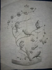 * TRI CHEM 8354 BIRDS IN A CAGE BIRD WATCHER  Liquid Embroidery Picture TRICHEM