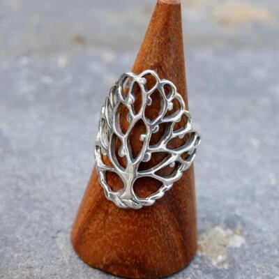 925 Sterling Silber Lebensbaum Ring Schmuck echte kleine Edelsteine schlicht rein 925