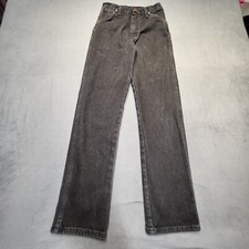 Vintage Wrangler Jeans Girls 16 Black USA Made Straight Leg Distressed Denim