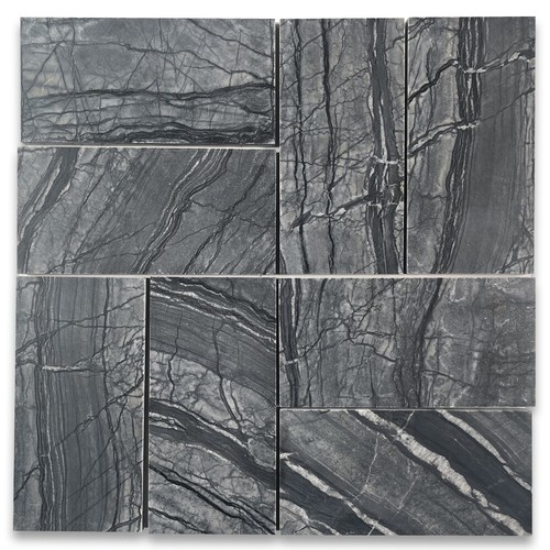 X41H Silver Wave Black Forest Marble 3x6 Subway Tile Honed - Picture 3 of 6