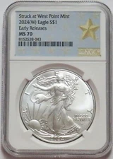 2024 (W) $1 AMERICAN SILVER EAGLE 1 oz COIN NGC MS 70 EARLY RELEASES