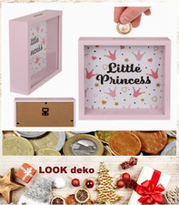 Little Princess Wooden Frame Piggy Bank 20X20Cm Decoration