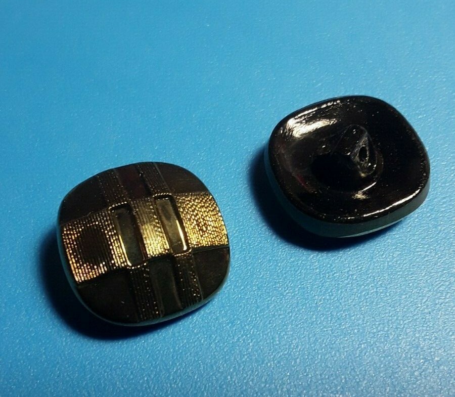 Bottone 15mm Bianco Marrone Bordo Blu - Il Baule Della Nonna