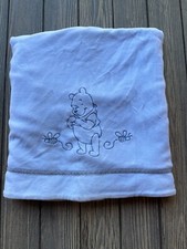 Walt Disney Collection Winnie the Pooh Bees Blue Velour Baby Blanket