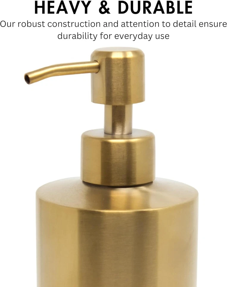 Золотой латунный диспенсер для мыла из нержавеющей стали для ванной и металла - Изображение 3 из 4