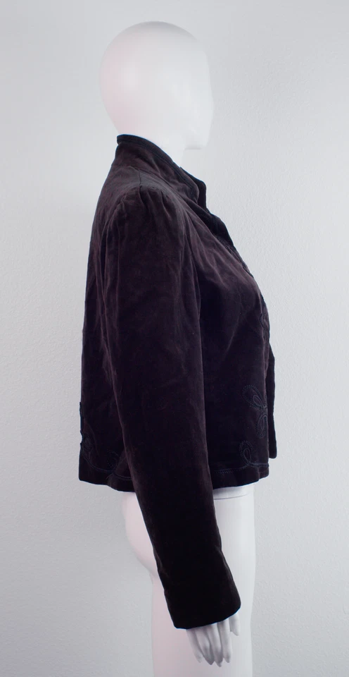 Chaqueta Bordada Terciopelo Vintage Ellen Tracy Años 80 Marrón Talla 10 Foto 2 de 4
