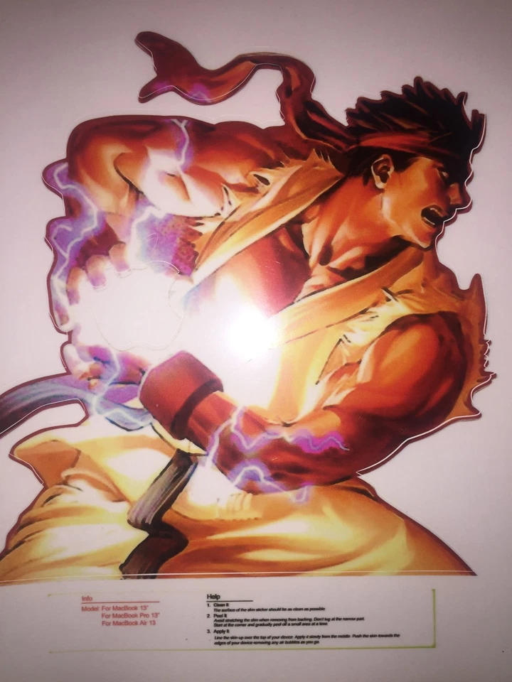 Ryu Hadouken Street Fighter Air/Pro13 Vinyl Sticker Skin Decal Cover MacBook - Image 4 of 4