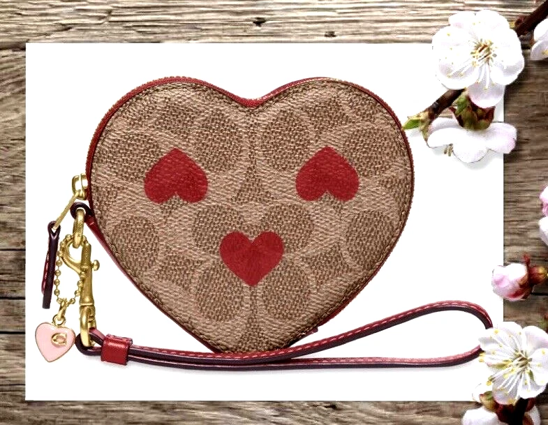 coach heart coin purse