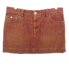 Vintage y2k American Eagle Women's Burnt Orange Size 6 Corduroy Mini Skirt 32w