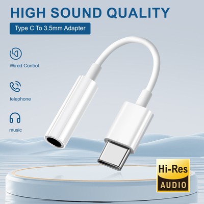 USB-C Type C Adapter Port to 3.5MM Aux Audio Jack Earphone Headphone Cable USB