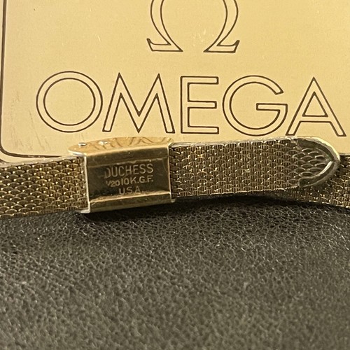 Damas Omega 10K malla llena de oro década de 1950 reloj pulsera 15mm extremos curvos - Imagen 5 de 7