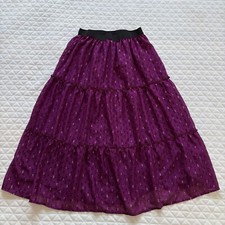 Women  s Whimsigoth Skirt Purple Paisley Sparkly Fairy Grunge Maxi Skirt Size L