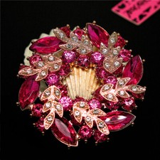 Lady Rose Rhinestone Wreath Flower Crystal Charm Fashion Women Brooch Pin Gift