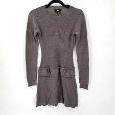 IZ BYER Women's Juniors Small Drop Waist Sweater Dress Knit Long Sleeve Charcoal
