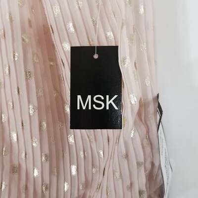 MSK Blouson Maxi Dress 8 Halter Gold Neckband Metallic Dots Pink Chiffon  Lined | eBay