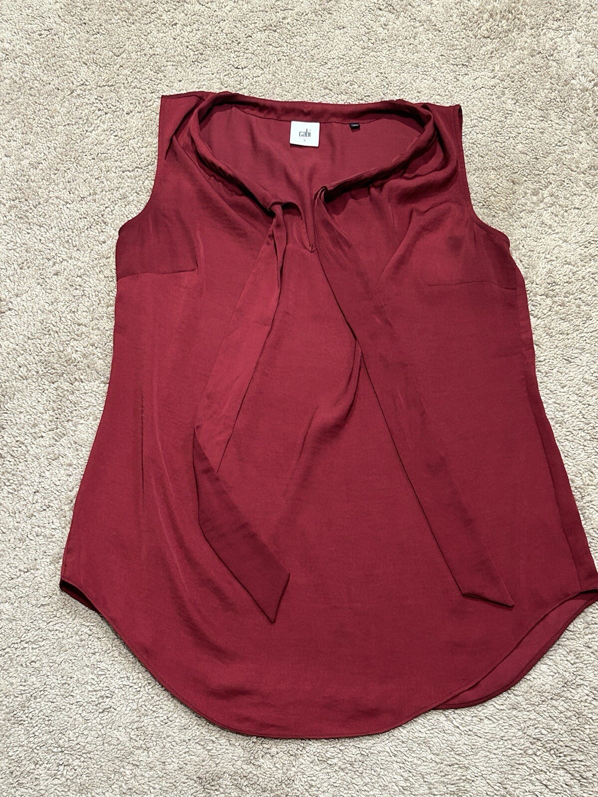 CAbi Womens Shirt Size Small Red Tie Front Classic Dressy Flowy Lightweight