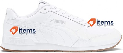 PUMA Herren St Runner V2 Leder Jr MNS Sneaker Weiß 41 EU Grau Unisex Voll L