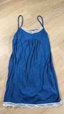 Blue Sleeveless Dress with Lace Trim