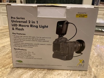 Xit XTLMRUN Pro Series Universal 2-In-1 LED Macro Ring Light (Black)