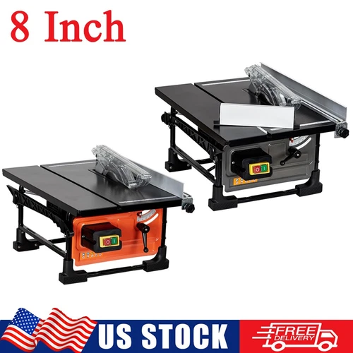 8" Table Saw for Jobsite Compact Portable Cutting Tool with Sliding Miter Gauge