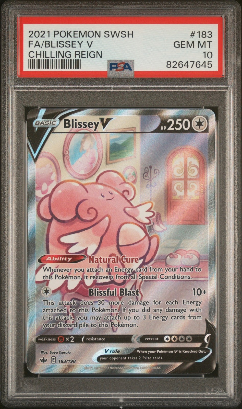 Pokemon TCG Blissey V 183/198 Chilling Reign Alternate Art PSA 10