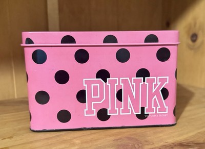RARE Victoria s Secret Y2K PINK Polka-Dot Tin Metal Box Vintage Collectible HTF