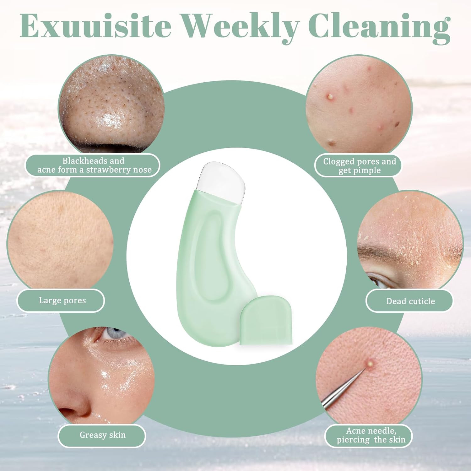 2 Pcs Black Head Remover for Face Tool Skin Scrubber Face Spatula Silicone Black