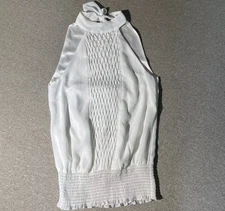 Charlotte Russe Blouse Women’s Size Small Ivory Sleeveless Lightweight Smocked 