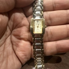 Working Armitron Now Diamond Women Watch 16mm Two Tone Steel Champagne Quartz