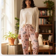 023-005 Disney Women's Large Pink Winnie the Pooh Pajama Bottoms Size L Pants